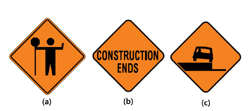 도로 공사장 교통안전표지 예(캐나다 캘거리)