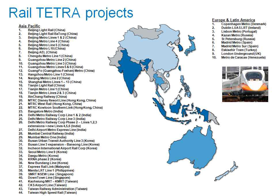 Motorola의 TETRA 기반 철도 무선통신망 구축 사례
