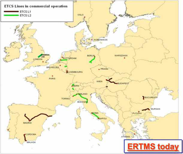 현재 유럽에서 운영되고 있는 ERTMS