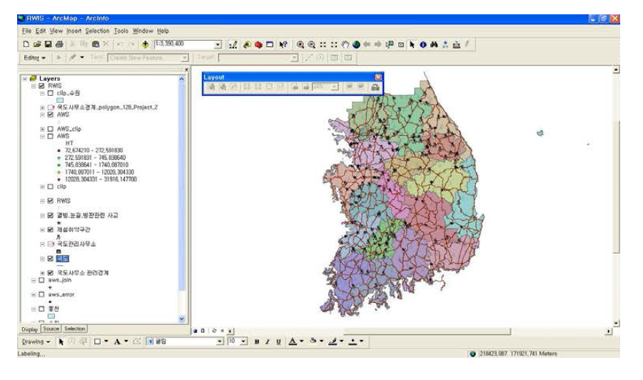 ArcGIS소프트웨어를 통한 GIS표출 작업