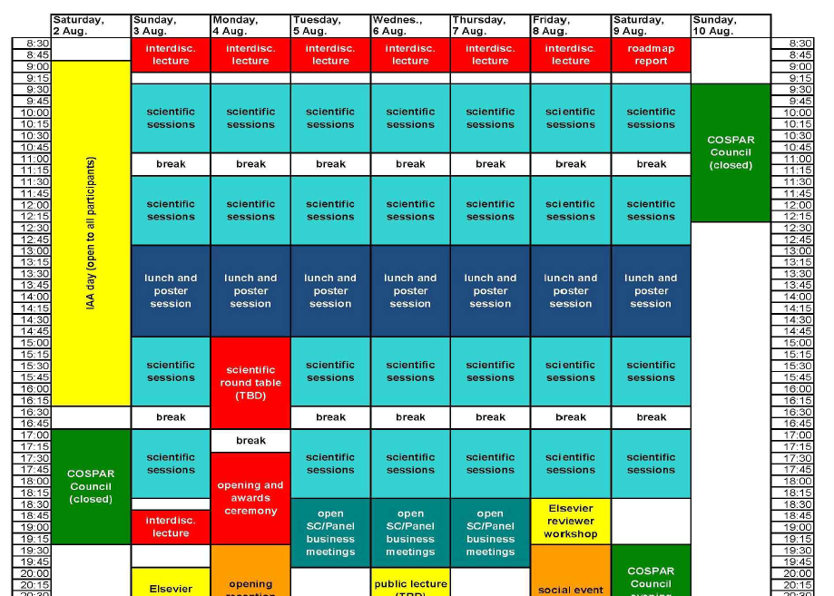 2014년도 COSPAR 총회 세부 프로그램