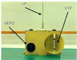 Picture of the Ionospheric Measurement Sensor (IMS) unit, which consists of a Langmuir Probe and an Electron Temperature Probe, on board the KOMPSAT-1.