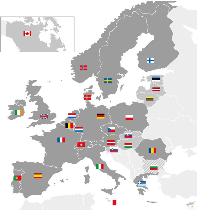 ESA 회원국과 협력국 분포
