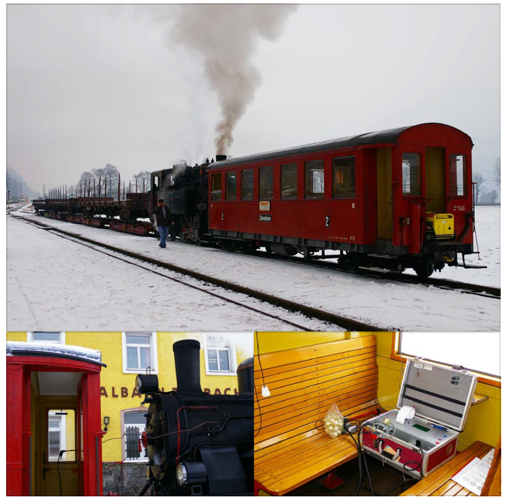 Zillertalbahn 증기기관차 #5 배출가스 시험열차 및 시험장치 (2009년1월15일)