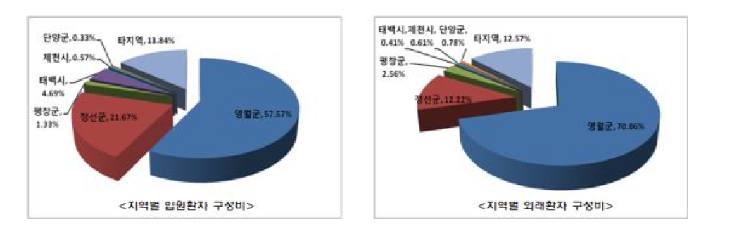 영월의료원 지역별 환자 구성비