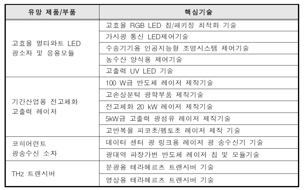 LED/광산업 유망제품과 핵심기술