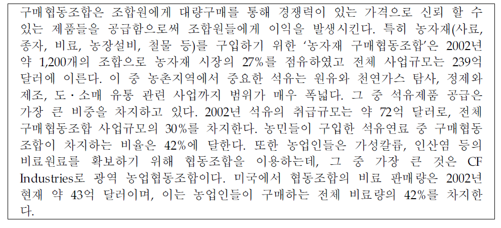 미국 구매협동조합 사례:석유와 원료 중심으로