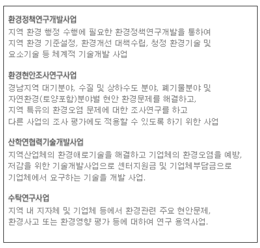 경남녹색환경지원센터의 연구산업