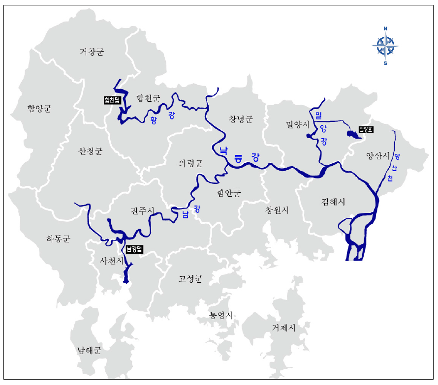 낙동강과 주요 지류 하천