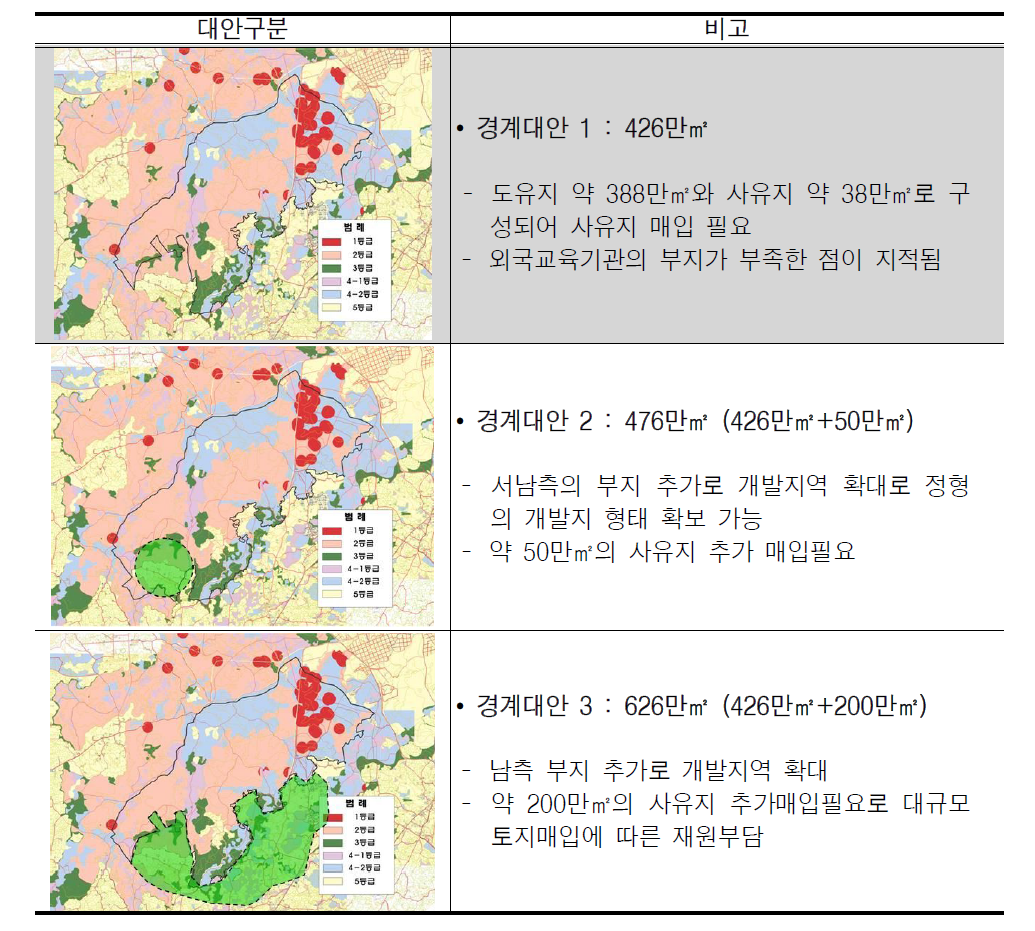 사업예정지역 경계 대안