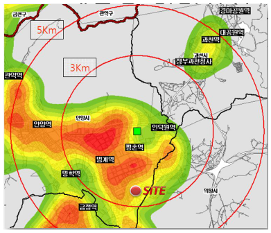 당 사업지 주변 인구밀도