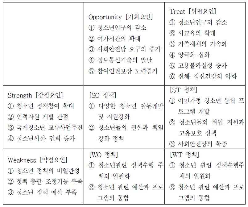 총괄 분야 SWOT분석틀