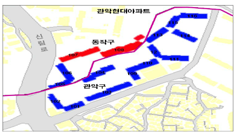 시군구 구역구분 사례 :동작구,관악구