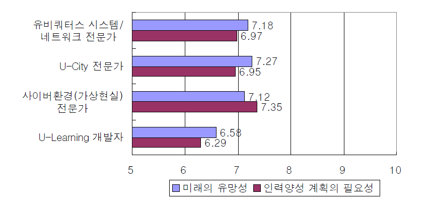 유비쿼터스·사이버 전문가의 세부 직업별 유망성과 추가적 인력양성 계획 수립의 필요성