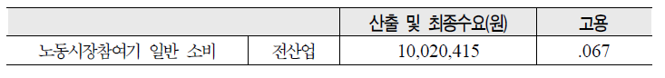 노동시장참여기간 소비지출의 일자리창출 및 생산효과