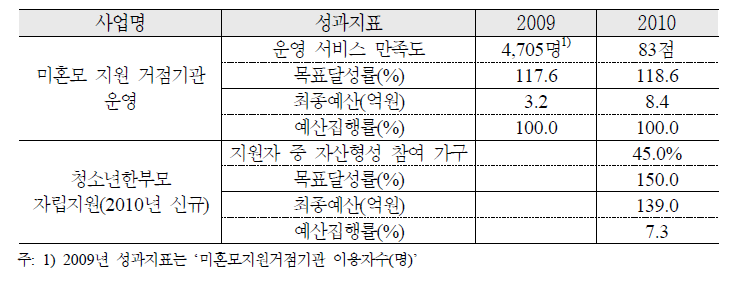 미혼모 미혼부 지원 확대 추진실적