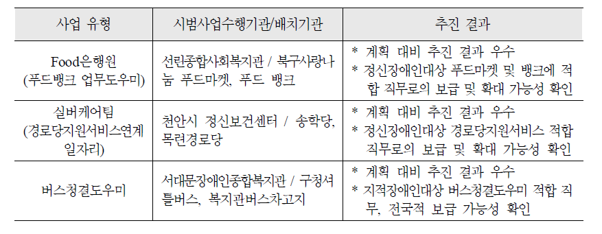 2011년 신규개발 장애인복지일자리 유형