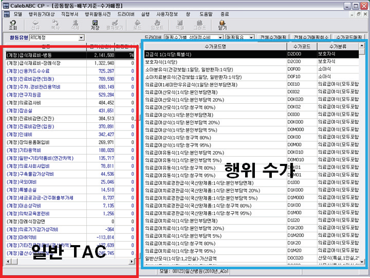 집계활동의 배부 : 일반TAC