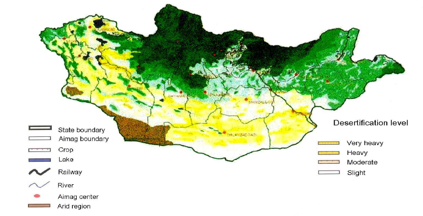 몽골의 사막화 정도