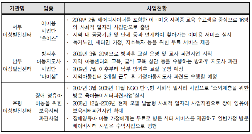 서울시 여성인력개발기관의 사회적 기업 인큐베이팅 전략