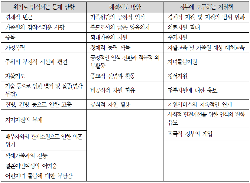 위기가정 심층면접 결과요약