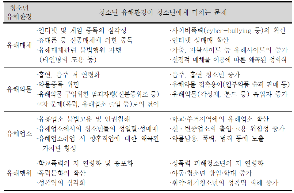 청소년유해환경이 청소년에게 미치는 문제