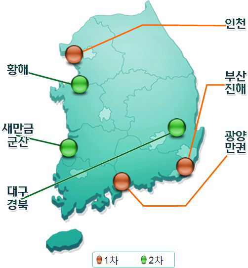 경제자유구역의 위치도