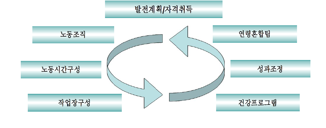 고령자에 적합한 노동조건의 형성을 위한 시나리오(Handlungsansätze)