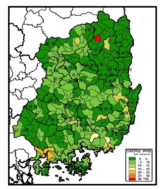 낙동강 단위면적당 부하량 (TN)