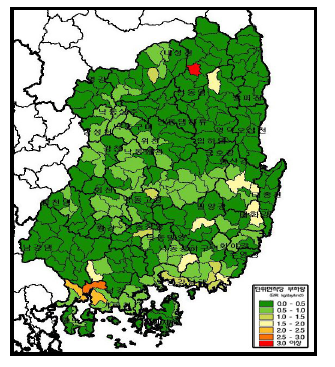 낙동강 단위면적당 부하량 (TP)