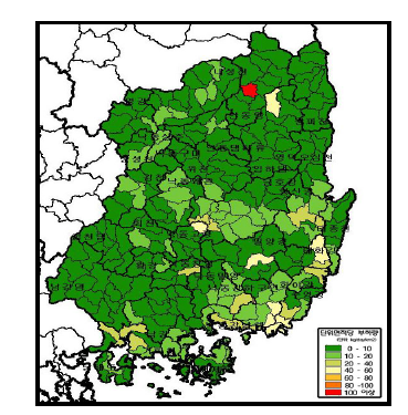 낙동강 단위면적당 부하량 (BOD)