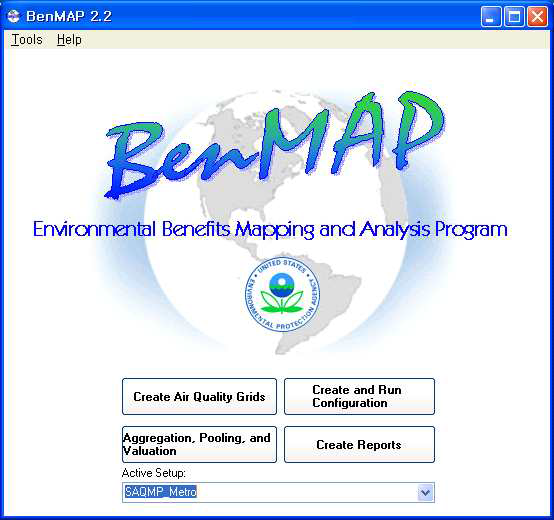 BenMAP 프로그램 메인 화면