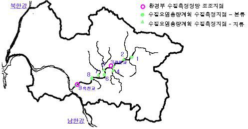 흑천의 수질조사 지점