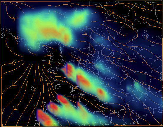 SO2 concentrations simulated for June 4, 2004 at 11 KST