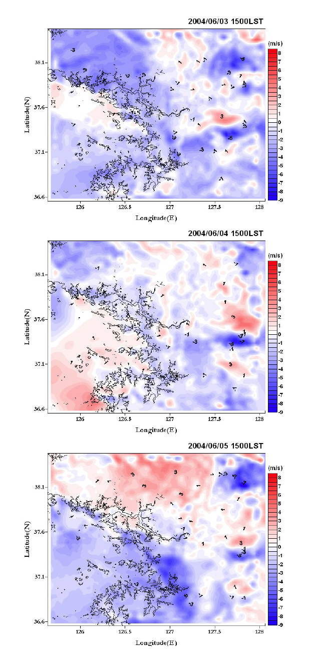 The difference of wind speed between MRF and Blackadar schemes