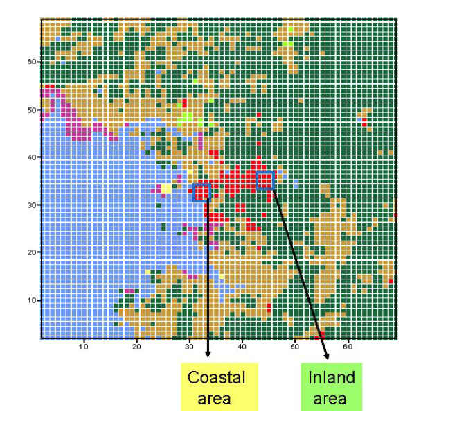 The selected location for PBL height comparison between different PBL height