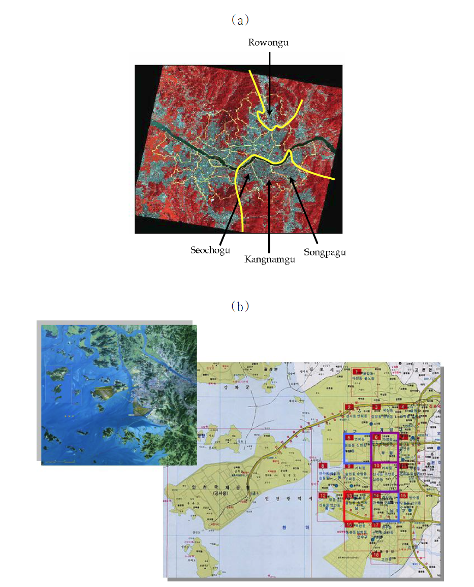 The highest roughness group area at (a) Seoul and (b) Incheon