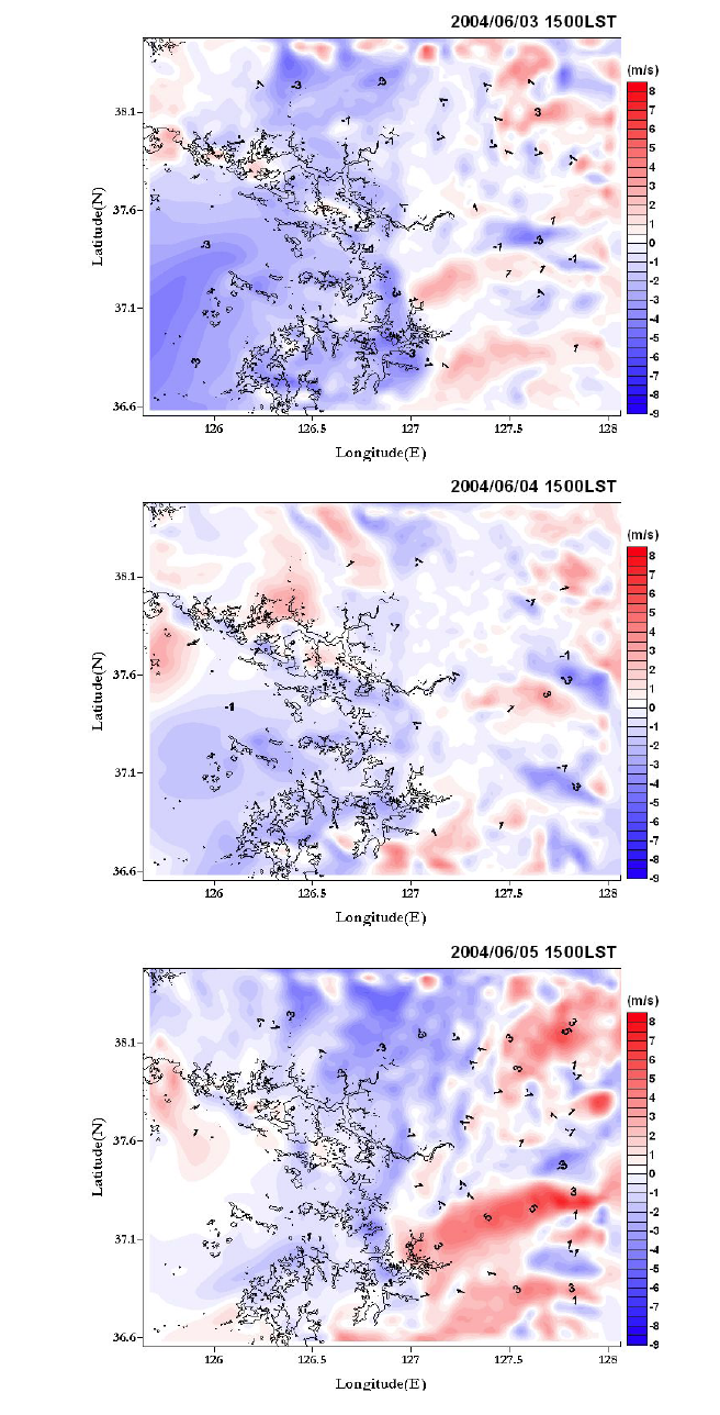 The difference of wind speed between Quikscat and NoQuikscat nudging