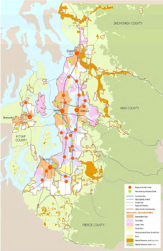 성장관리정책을 펴고 있는 PugetSound의 중심성장전략도