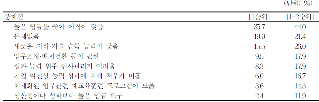 연구기술직 인력의 문제점