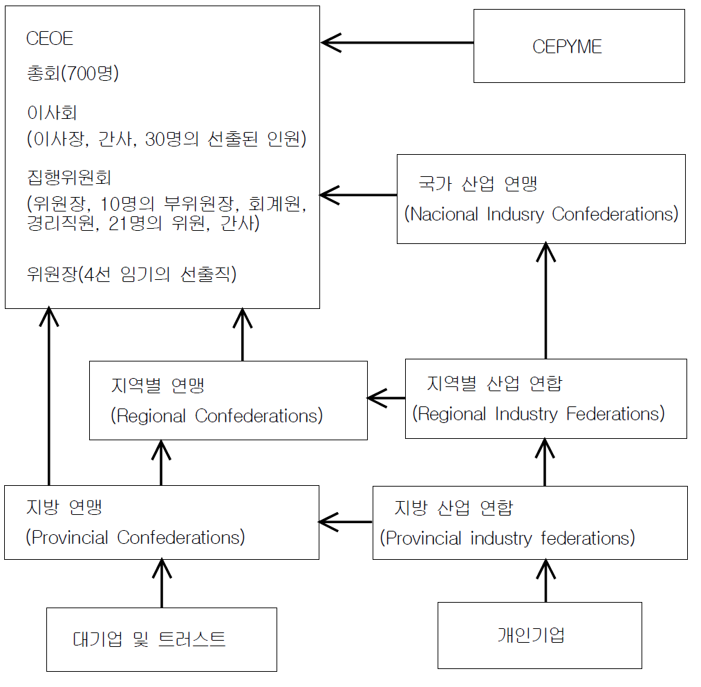 스페인 사용자 단체의 구조