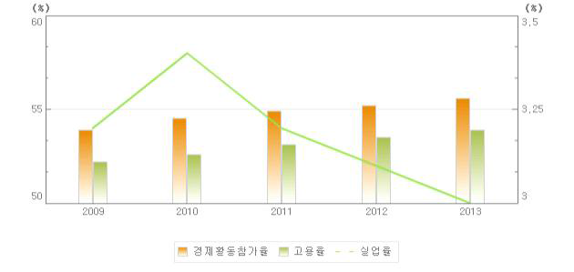 여성 고용동향(2009-2013)