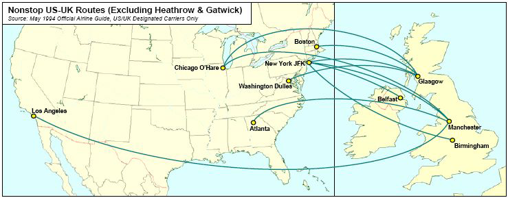 미-영간 항공 노선 변화(1994년 5월)