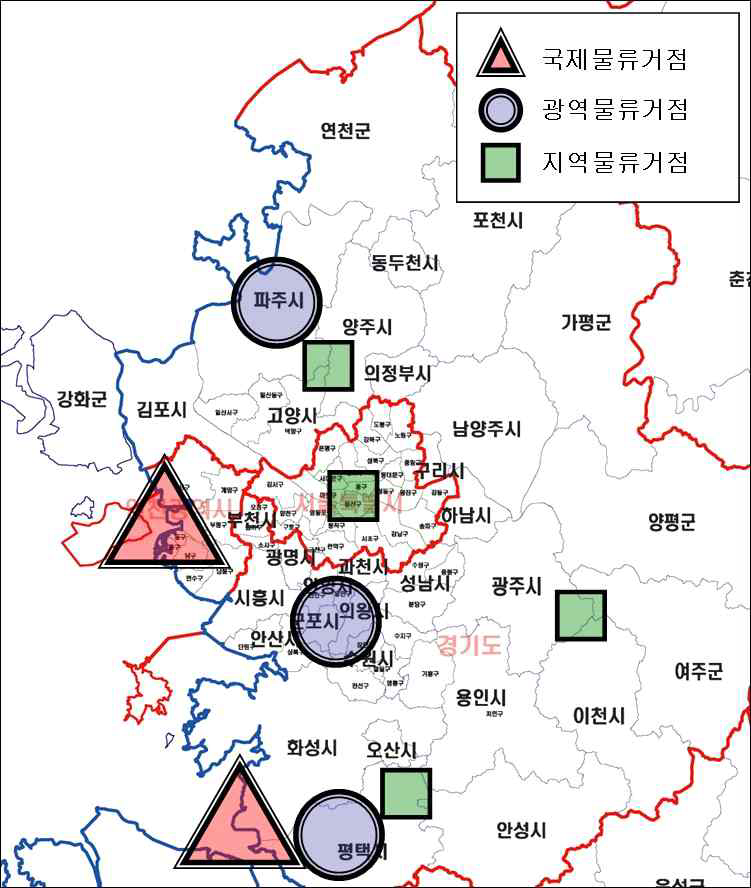 수도권 물류거점 배치개념도