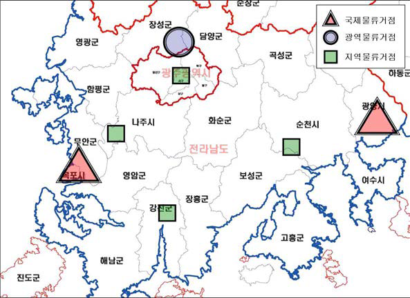 호남권(광주․전남) 물류거점 배치개념도