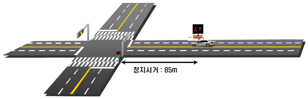 신호등 전방에 PVMS가 설치될 경우