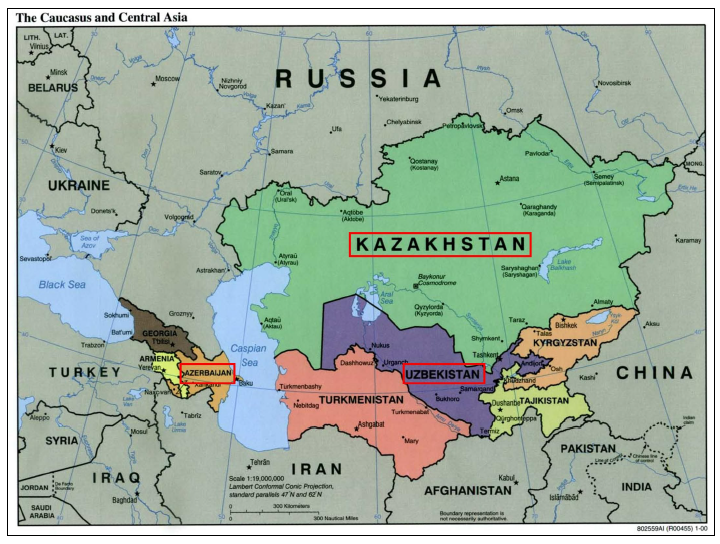 연구의 공간적 범위 (중앙아시아)