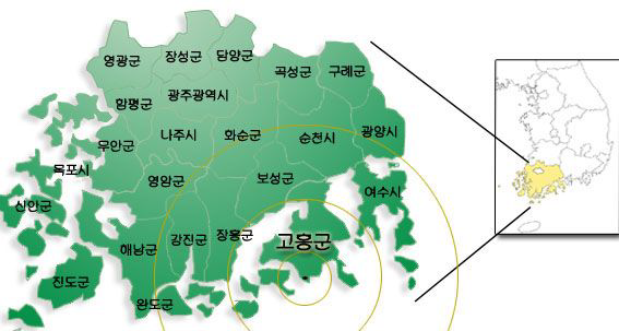 고흥군 도화면 위치도