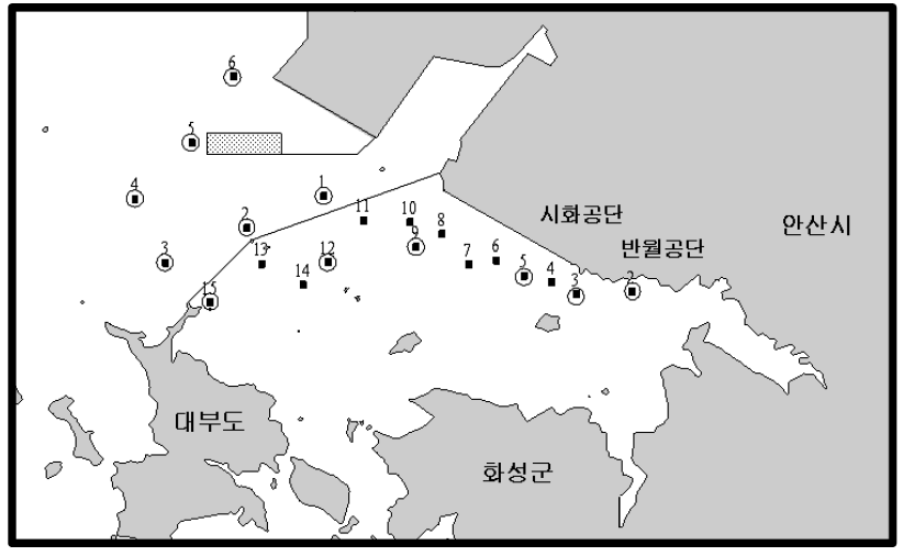 부유생태계 모니터링 정점(○)