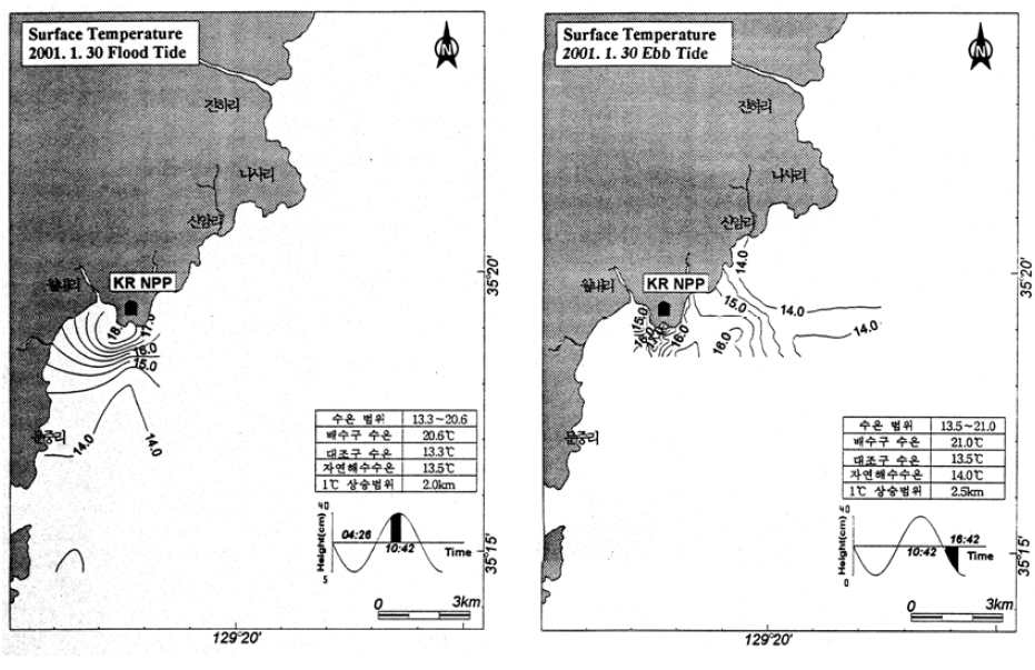 고리주변 해역의 2001년 겨울철 표층 수온 분포